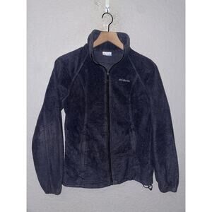 Y2K Women's Columbia Black Full Zip Fleece Jacket Outerwear Women S Small